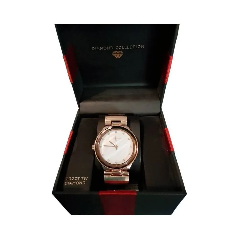 Diamond Collection Rose Gold Ladies Watch .10Ct. Genuine Diamond Watch